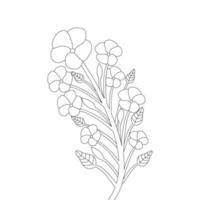 meadow drawing flower coloring page template for kid playing element graphic vector