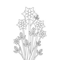 natural black and white line art graphic element of flower vector illustration for coloring page