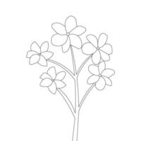 vintage continuous line art stroke of outline design in the hand drawing botanical garden flower vector