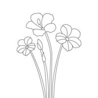 beautiful line art sketch flower design for kid coloring page vector with stroke graphic
