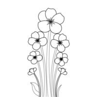 romantic flower coloring page with botanical element of natural botanical line art vector