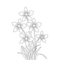 Printhand drawn blooming vector artwork of flower sketch coloring page