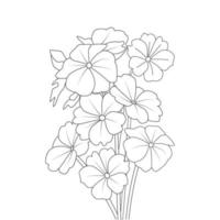 allamanda flower illustration with creative line art design for print coloring page vector