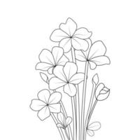 pencil line art design flower coloring page with beautiful sketch for kids vector