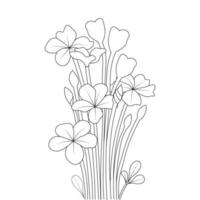 pencil line art design flower coloring page with beautiful sketch for kids vector