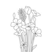 pencil line art design flower coloring page with beautiful sketch for kids vector