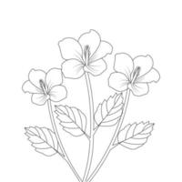 coloring page line drawing sketch with decorative flower art vector