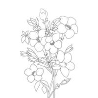 allamanda flower illustration with creative line art design for print coloring page vector