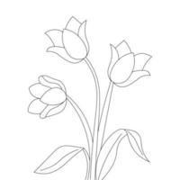 colorin page of tulip flower line drawing of black design on white background vector