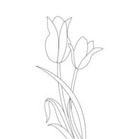 tulip flower isolated black and white design of vector graphic for coloring page