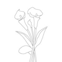 calla flor niños dibujo lineal página de libro para colorear ilustración para imprimir vector