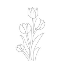 tulips bouquet doodle freehand drawing of black design coloring page vector