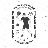 Paddle tennis club badge, emblem or sign. Vector illustration.