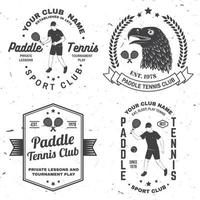 Set of Paddle tennis badge, emblem or sign. Vector illustration. Concept for shirt, print, stamp or tee.