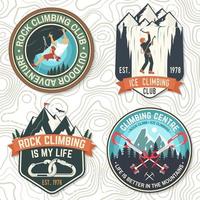 Vintage typography design with climber, carabiner and mountains vector