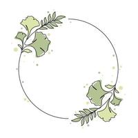 ginkgo tree and leaf circle floral ornament vector illustration