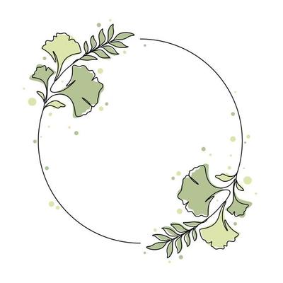 ginkgo tree and leaf circle floral ornament vector illustration