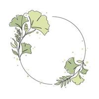 ginkgo tree and leaf circle floral ornament vector illustration
