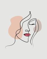 abstract line art woman face  illustration vector