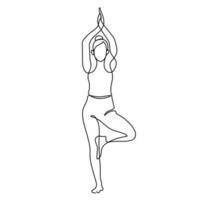 mujer en árbol pose yoga vector
