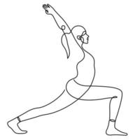 mujer en guerrero pose yoga equilibrio vector