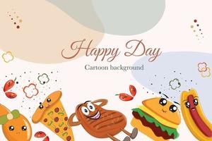 tarjeta de fondo de plantilla de dibujos animados de comida rápida linda vector