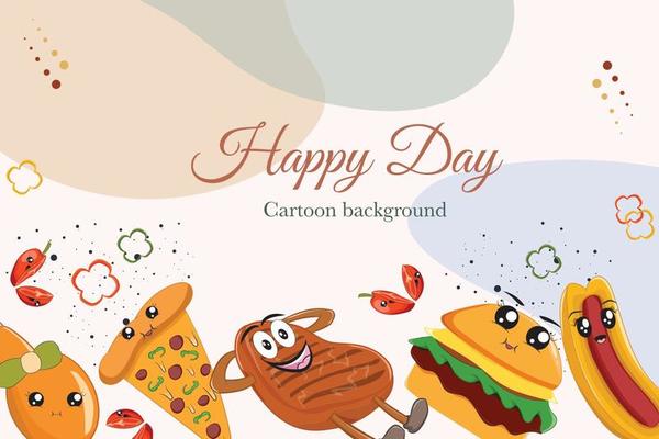 cute fast food cartoon template background card