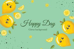 cute citrus cartoon illustration template background vector