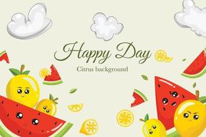 cute watermelon cartoon background vector