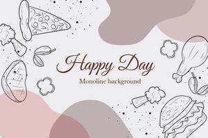 cute doodle food cartoon background card vector