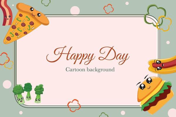 cute fast food cartoon template background card