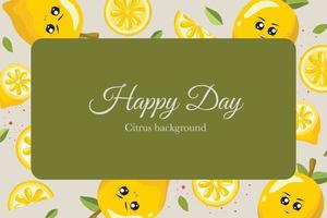 cute citrus cartoon illustration template background vector