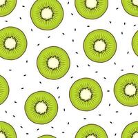 Kiwi slices and seeds seamless pattern vector