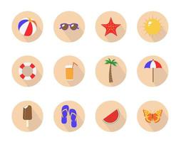 Summer symbols. Beach and resort recreation items set of highlights. vector