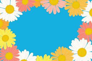 Floral background with colorful daisies and copy space vector