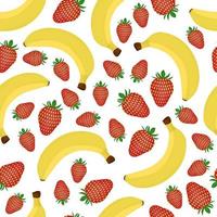 Banana and strawberry seamless pattern vector