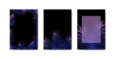Summer design with palm leaves. A set of templates for cards, invitations and brochures. vector
