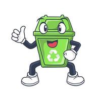 papelera de reciclaje papelera mascota ilustración vectorial vector