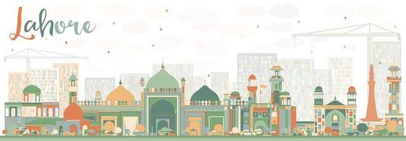 Abstract Lahore Skyline with Color Landmarks. vector