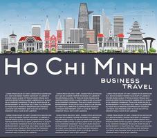 Ho Chi Minh Skyline with Gray Buildings and Copy Space. vector