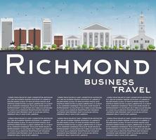 Richmond Virginia Skyline with Gray Buildings and Copy Space. vector