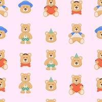 Seamless Teddy Bear Dolls Pattern vector