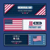 Banner Collection of Patriot Day 9.1.1 vector