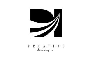 Creative black letters Di d i logo with leading lines and road concept design. Letters with geometric design. vector