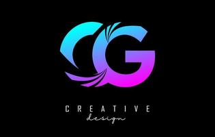 Creative colorful letters CG c g logo with leading lines and road concept design. Letters with geometric design. vector