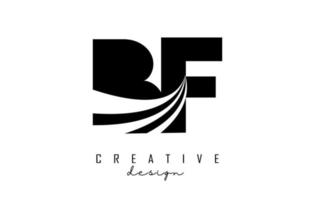 Creative black letters BF b f logo with leading lines and road concept design. Letters with geometric design. vector