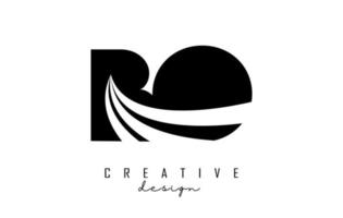 logotipo creativo de letras negras bo bo con líneas principales y diseño de concepto de carretera. letras con diseño geométrico. vector