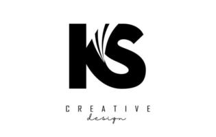 Creative black letters KS k s logo with leading lines and road concept design. Letters with geometric design. vector