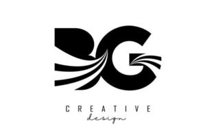 Creative black letters BG b g logo with leading lines and road concept design. Letters with geometric design. vector
