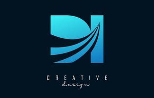 Creative blue letters Di d i logo with leading lines and road concept design. Letters with geometric design. vector